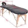 Folding Massage Table 1.6" Thick with 2 Bolsters Oval Black